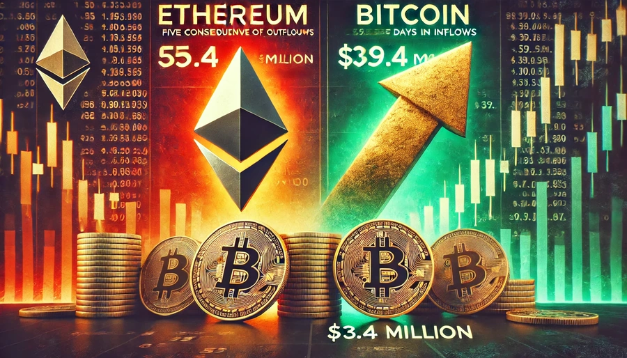 ETF-urile Bitcoin înregistrează intrări de $39,4 milioane, pe fondul ieșirilor ETF-urilor Ether
